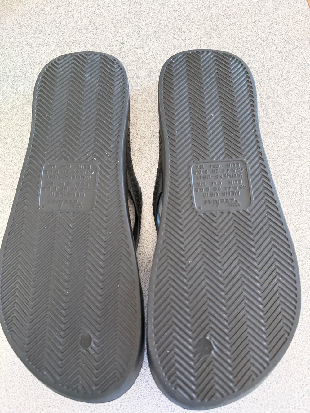 Archies Black Flip Flops Thongs Sandals Sz 11 Women 10 Men Arch Support Bling - Picture 3 of 3